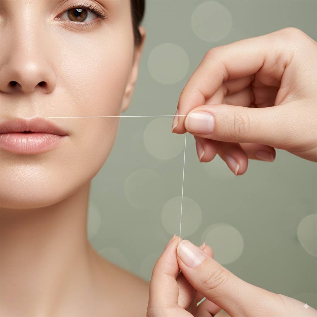 Depilación con hilo en labio superior en Takamaka